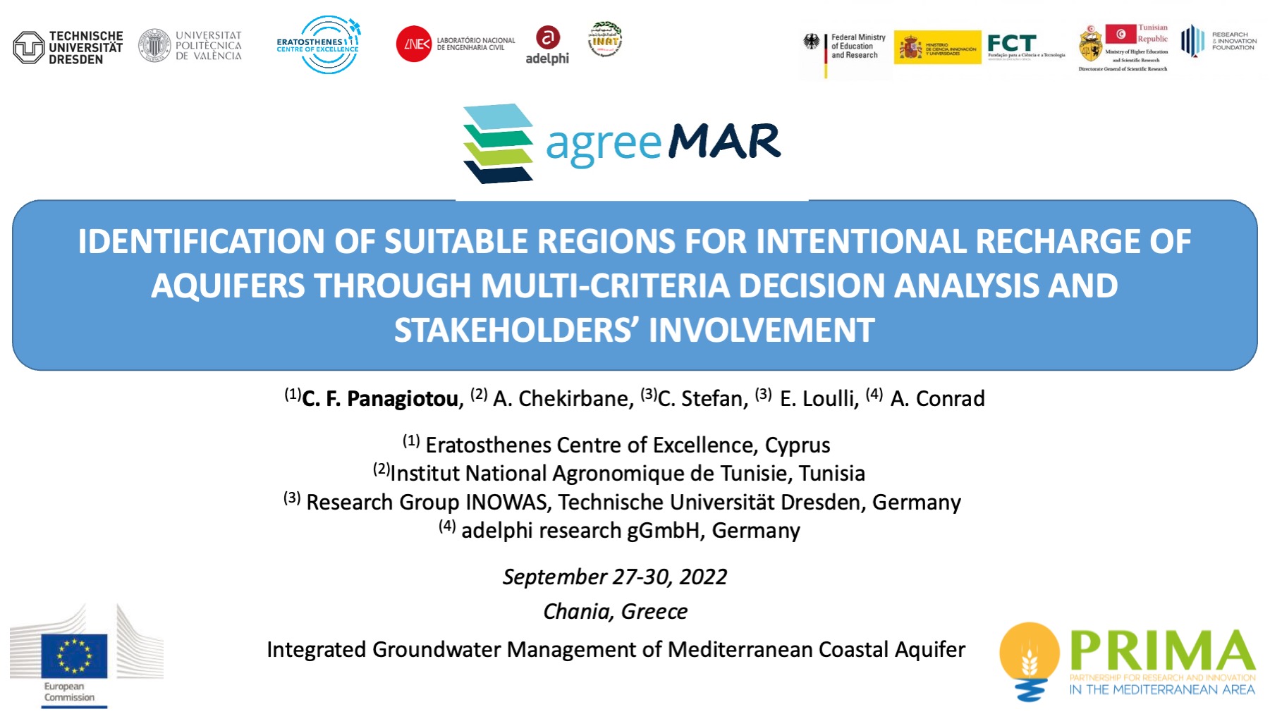 AGREEMAR at the International Conference on Integrated Groundwater Management of Mediterranean Coastal Aquifers